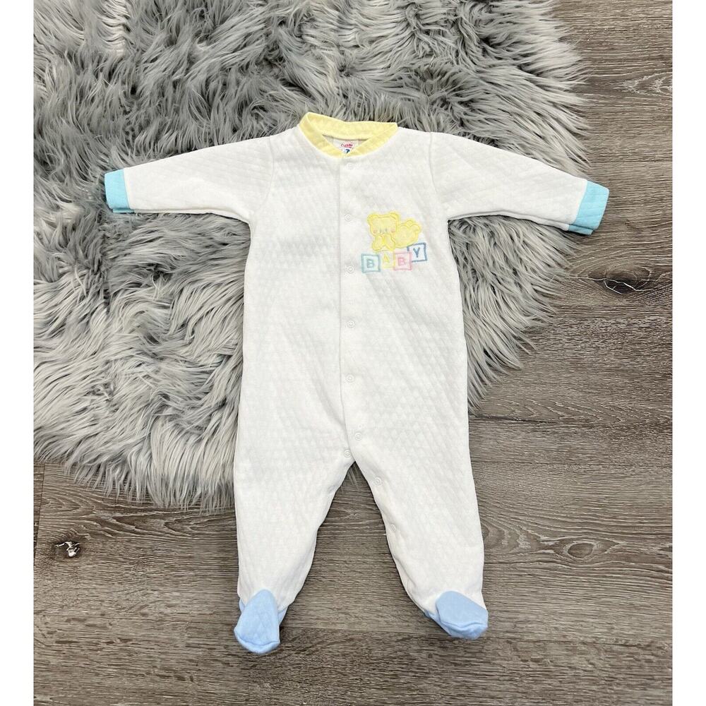 Vintage Cuddle Time Baby‎ Footed Snap Pajamas Size 6-12month EUC